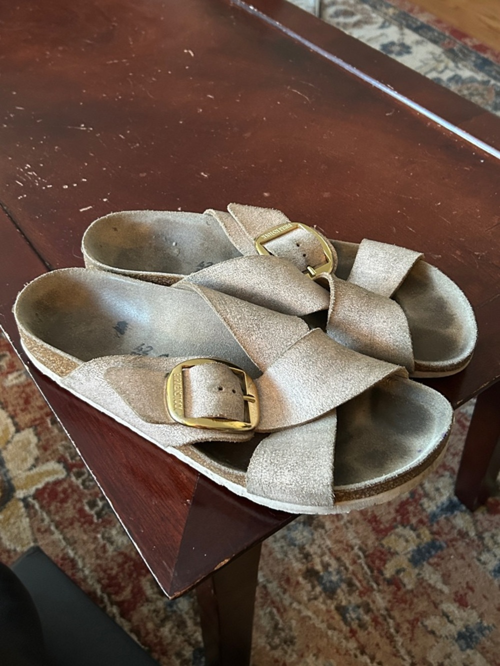 Birkenstock Metallic Gold Crisscross Buckle Sandals